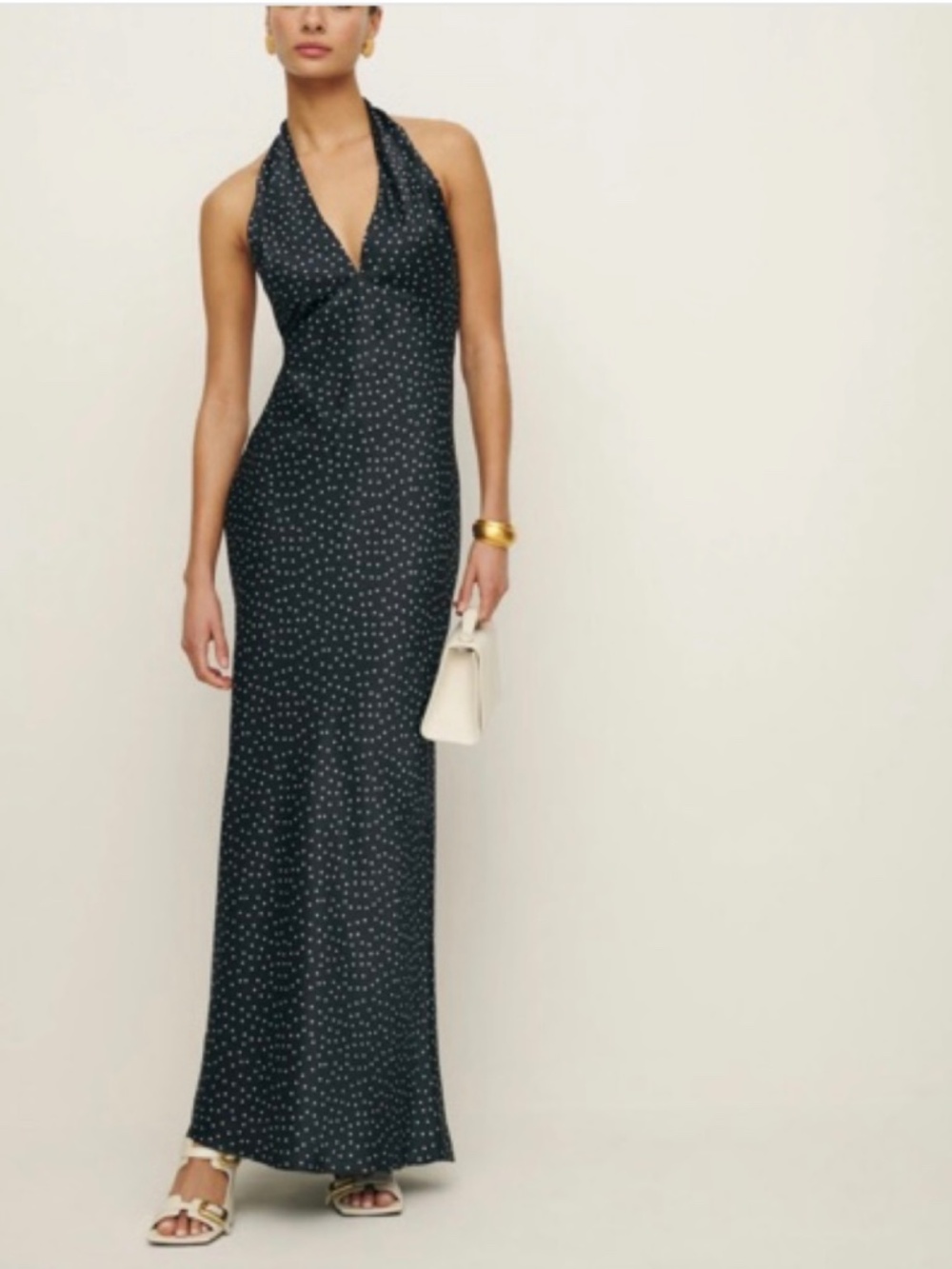 Reformation polka dot halter dress